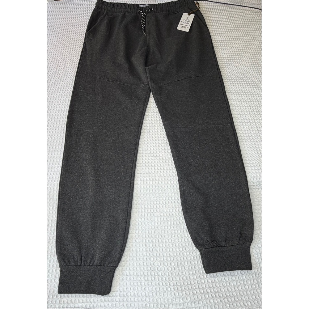 True Indigo Mens Joggers Charcoal Gray Fleece Sweatpants Size L NWT